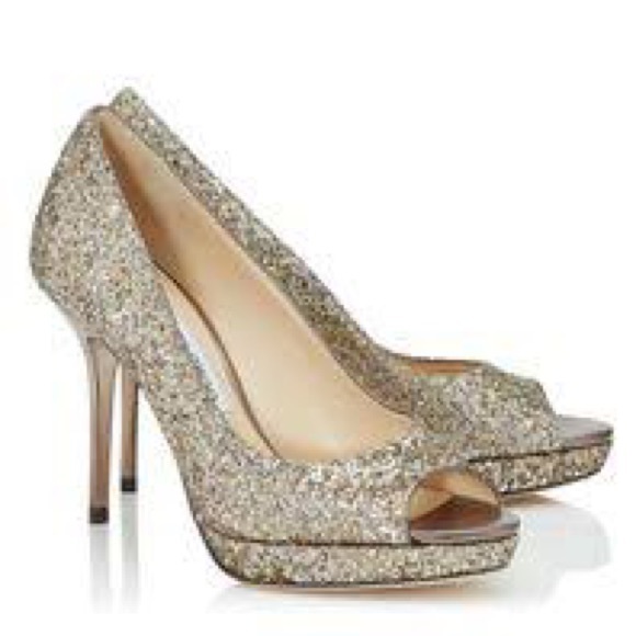 Jimmy Choo Luna Gold Glitter Pumps - Picture 3 of 13